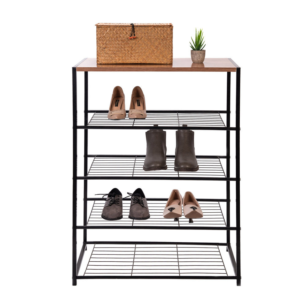 5-Tier Shoe Storage Shelves with Wooden Top
