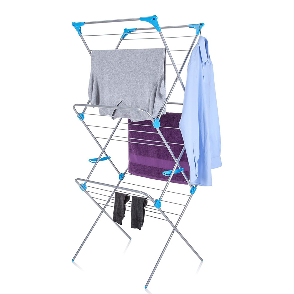 3 Tier Heavy Duty Clothes Airer with 4 Corner Hooks