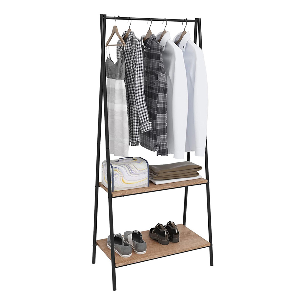 Steel Garment Rack with Board Shelves